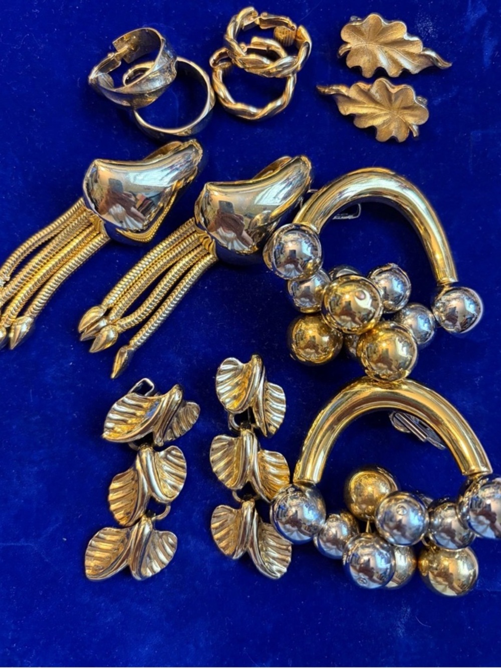 Glamorous Gold Vintage Clip Earring Lot Bundle Two Signed 6 PAIRS